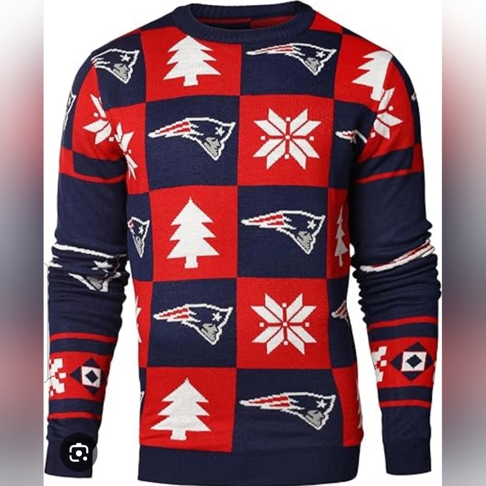 NFL New England Patriots Red Blue Ugly Sweater Christmas Size Small Unisex